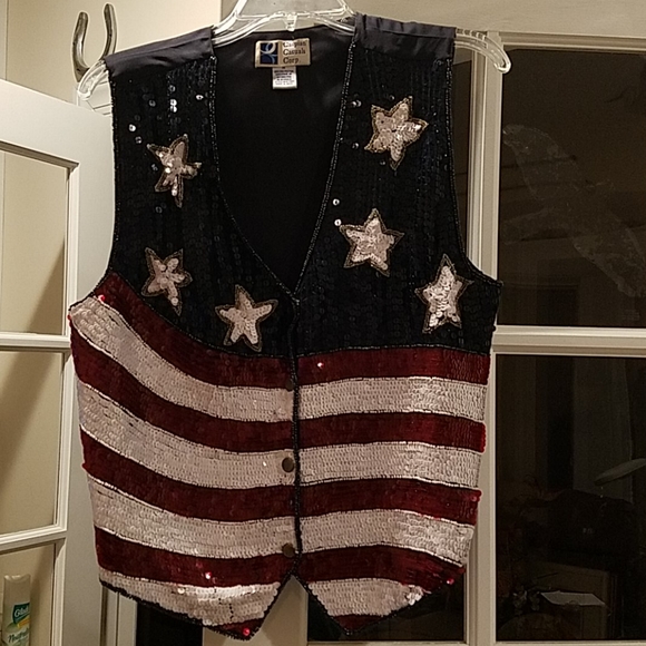 Ladies patriotic sequined vest, size M - Picture 1 of 3